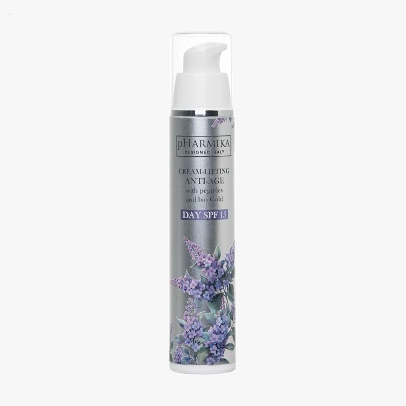 Денний крем-ліфтинг для обличчя pHarmika Cream-Lifting Anti-Age Day Cream SPF 15 з пептидами та біозолотом, 50 мл